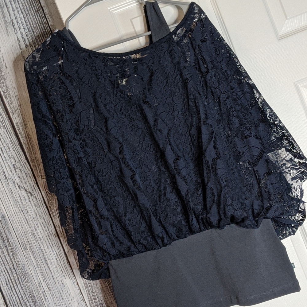 Lace overlay shirt